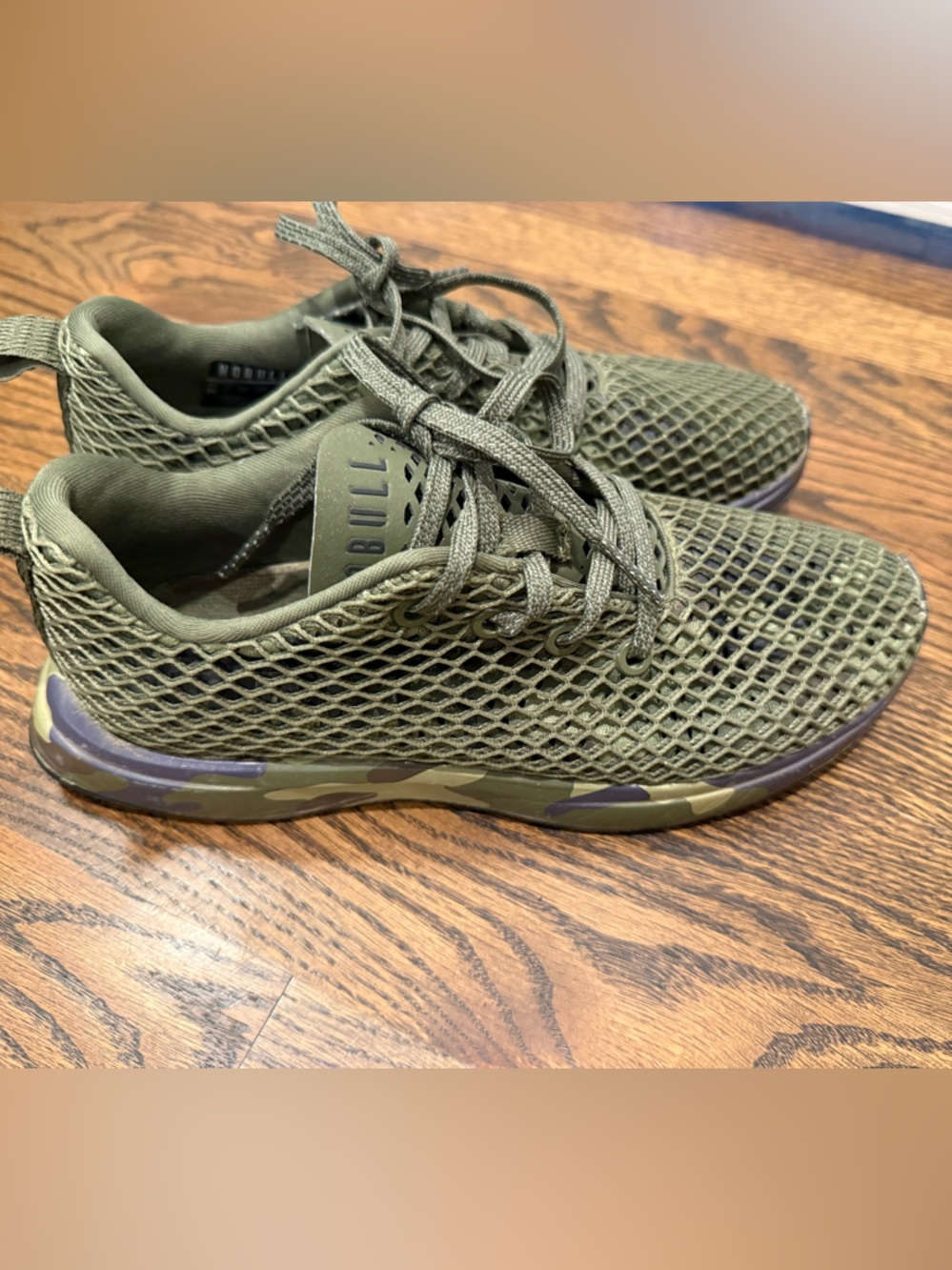 NOBULL Olive Green Mesh Training Sneakers with Camo Sole